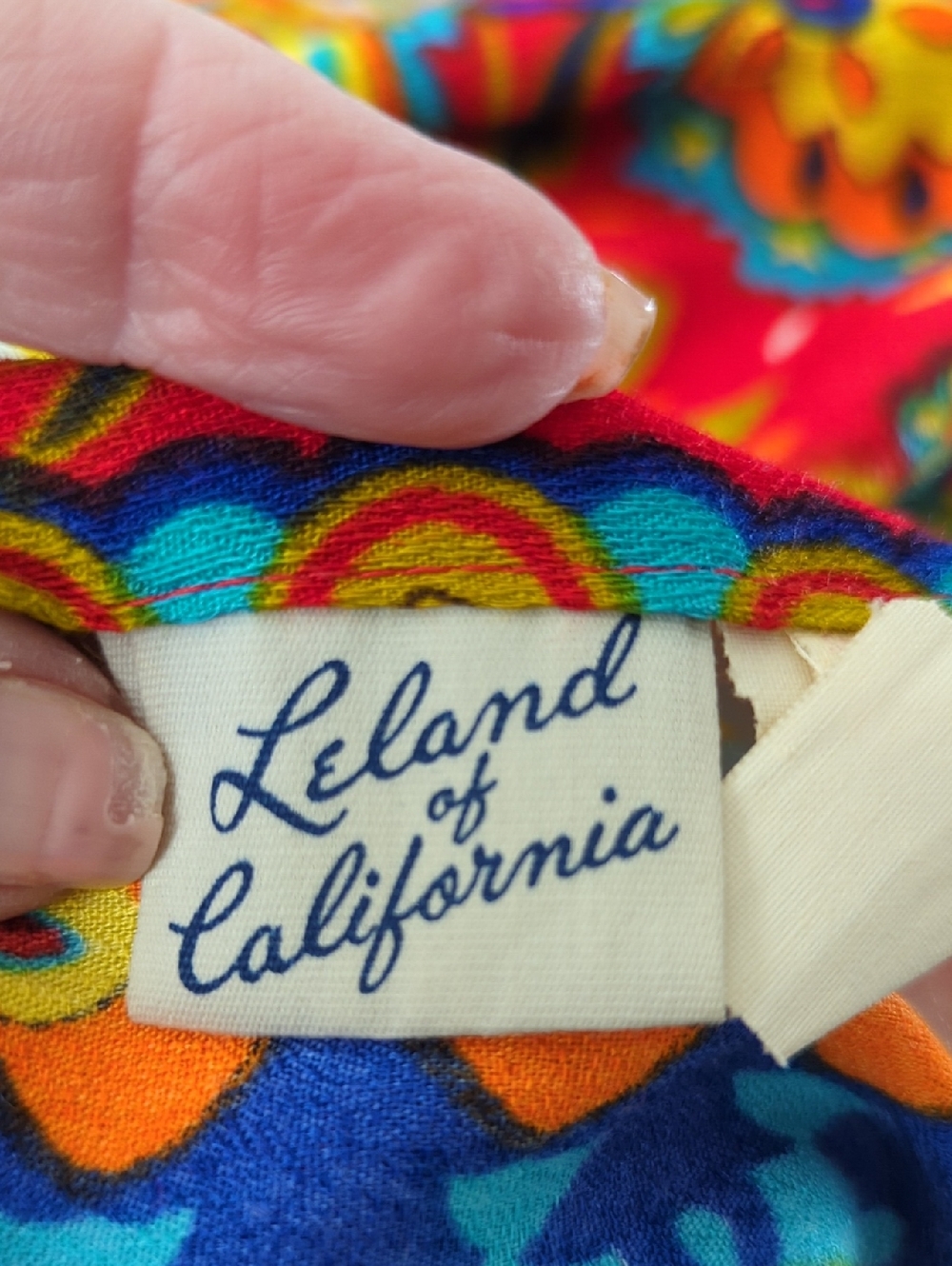Vtg 60s Leland Of California Boho Long Sleeve Maxi Dress Hippie Multicolor - Picture 2 of 11
